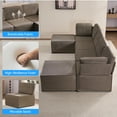 thumbnail image 3 of Puremind Modular Sectional Sofa with Movable Ottoman, Convertible U Shaped Couch, Linen 6 Seater Free Combination Sleeper Sofa for Living Room, Brown, 3 of 7
