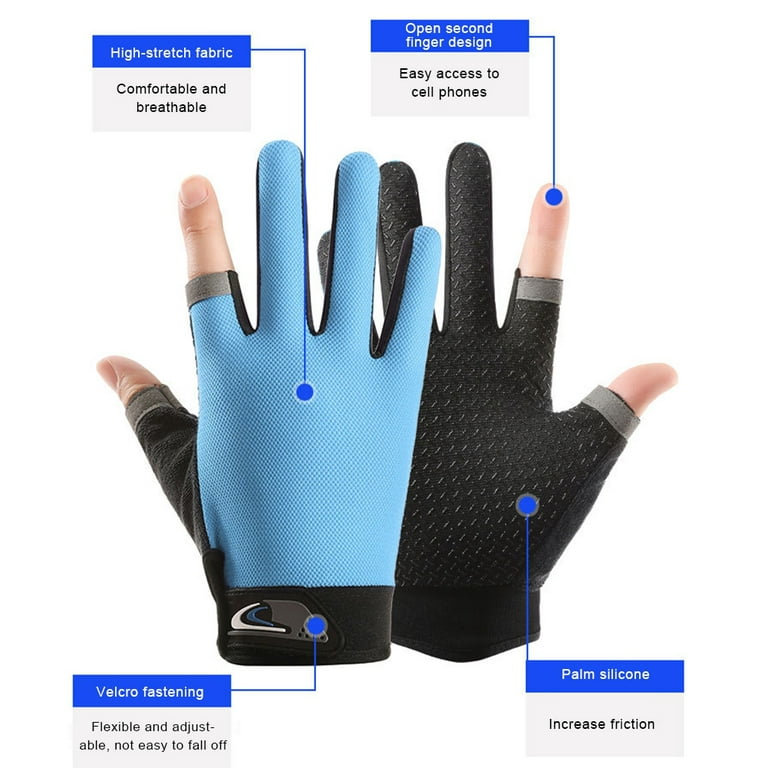 Fishing Anti-Slip 2 Fingers Cut Gloves Summer Breathable