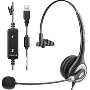 Wantek Corded USB Headsets Mono with Noise Cancelling Mic and in-line Controls, UC Business Headset for Skype, SoftPhone, Center, Crystal Clear Chat, Super Lightweight, Ultra Comfort (UC600) Monaural USB UC