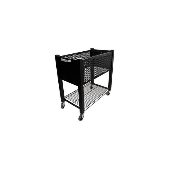 File Cart - Mobile Open Top Rolling Storage Cart - Black Steel & Wire - 15"W x 28.5"D