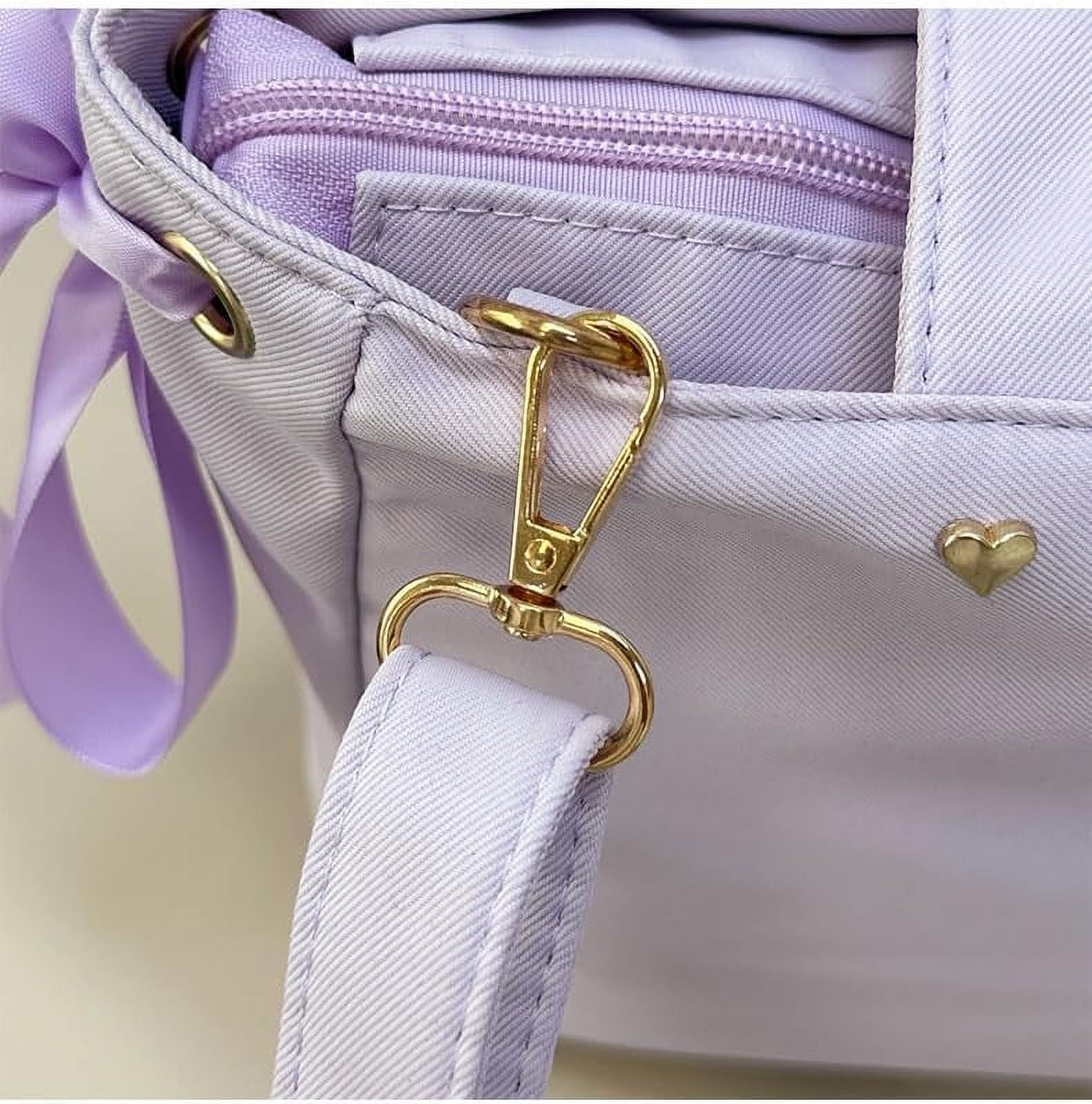 JUYGO Cute Ribbon Japanese Ita Bag Large Tote Crossbody Bag Messenger Bag for Women Aesthetic Bag Y2K Purse (White)