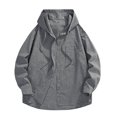 thumbnail image 5 of Plaid Shirt Jacket Men Fall Winter Long Sleeve Loose Casual Button Down Drawstring Hooded Shirt Work Shirts Outerwear, 5 of 9