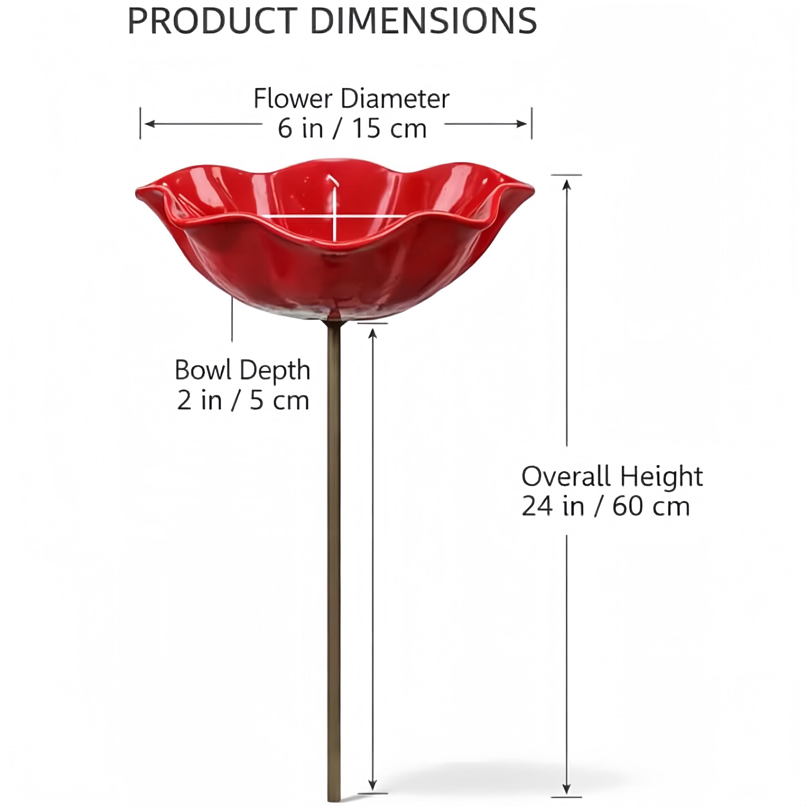 Metal Flower Garden Stakes Bird Bath, Handmade Bee Watering Station for Garden Outside, Mini Pollinator Water Station, Metal Flower Bird Bath Garden Stakes