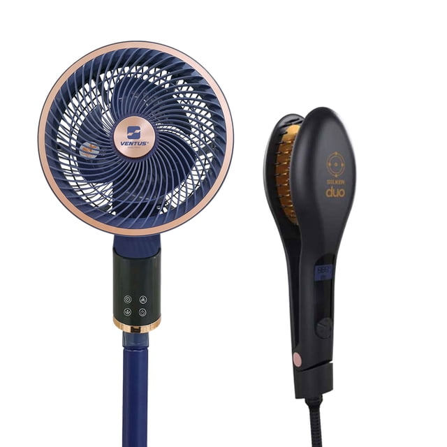 Ventilador De Pedestal Ventus + Cepillo Eléctrico Cabello