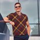 thumbnail image 4 of Balery Buffalo Check Plaid Camisa Polo de Hombre con Estampado, de Manga Corta y Tejido Medio, Camisa Tipo Golf Polo-3X-Large, 4 of 6