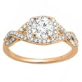 thumbnail image 2 of Dazzlingrock Collection 1.00 Carat (ctw) 18K Round White Diamond Swirl Split Shank Halo Engagement Ring, Rose Gold, Size 7.5, 2 of 4