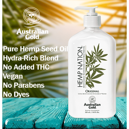 Australian Gold Hemp Nation Original Moisturizer Tan Extender Lotion 18oz.