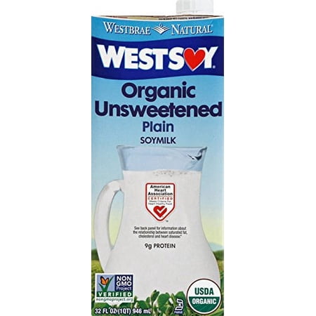 Westbrae Natural Unsweetened Soymilk, 32 Fluid Ounce (Pack of 12)