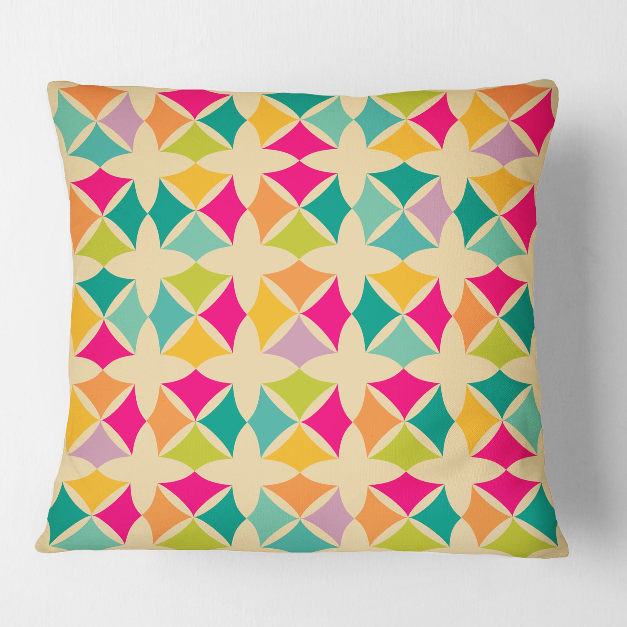 Designart Abstract Retro Geometric Pattern III' Mid-Century Modern Throw Pillow - 18x18