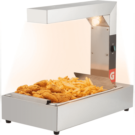 French Fry Warmer,750W Stainless Steel Commercial Food Heat Lamp Fry Dump Station for Parties Kitchen Restaurant Buffe