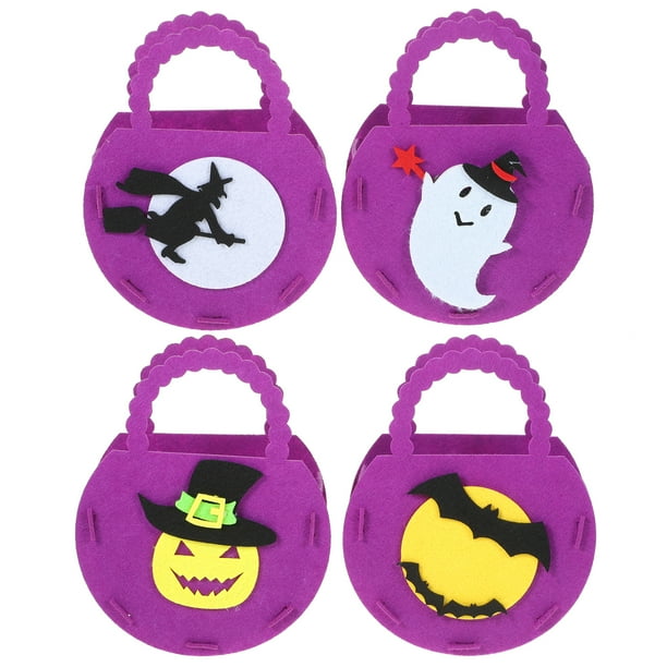 4 Uds. Bolsos para dulces de fiesta de Halloween, bolsas con asa para dulces, bolsas de dulces de dibujos animados