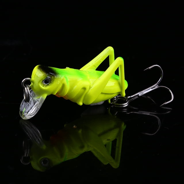 5 Señuelos De Pesca De 4 Cm, Cebo Duro De Saltamontes Artificial # 2, Material ABS, Anzuelos Triples Realistas, Pesca En Agua Superior Para Peces De Boca Pequeña