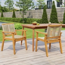 Christopher Knight Home Outdoor Patio Dining Chairs Set of 2, Teak Finish Wood Frame with Mix Brown Rope