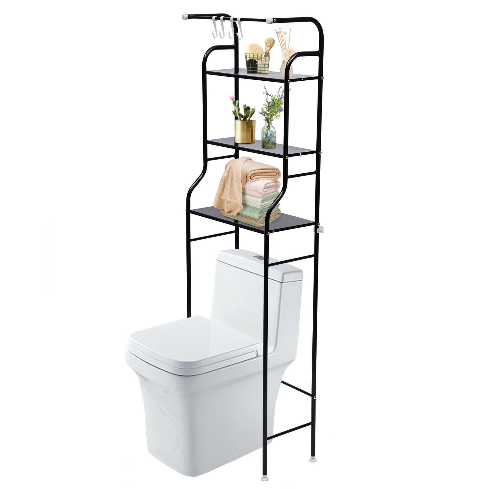Fichiouy Over Toilet Storage Rack 4Tier Metal Bathroom Shelf Organizer