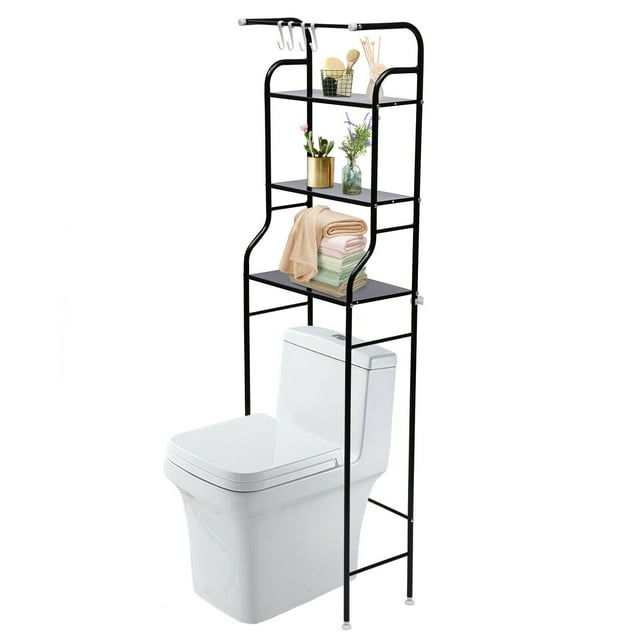 Fichiouy Over Toilet Storage Rack 4Tier Metal Bathroom Shelf Organizer