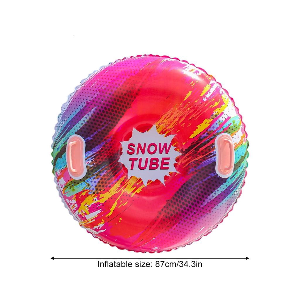 Osdhezcn Inflatable Snow Tube Sled with Handles Inflatable Ski Rings PVC Sledding Tube Protable Winter Snow Sledding Toy