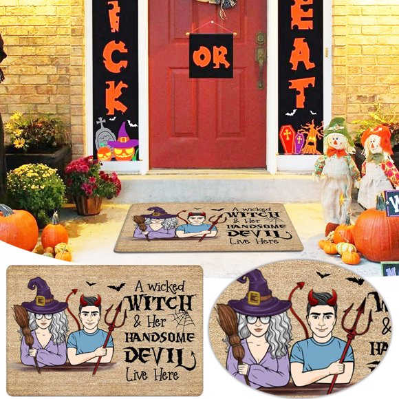 Up to 65% Off SMihono Halloween Thriller Pumpkin Lantern Living Room Doormat Bedroom Floor Mat