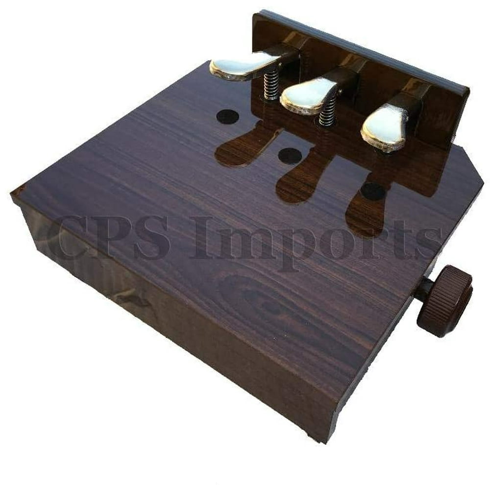 CPS Wood Adjustable Piano Pedal Extender Bench in Walnut with 3 Pedals