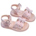 thumbnail image 1 of Xfvqtps Kids Girls Summer Princess Sandals Open Toe Lace Bow Hook and Loop Soft Sole Flats Shoes, 1 of 8