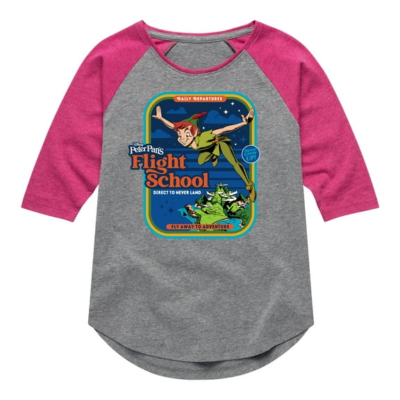 Disney - Peter Pan - Flight School - Fly Away to Adventure - Toddler And Youth Girls Raglan Graphic T-Shirt