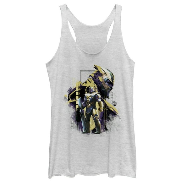 Women's Marvel Avengers: Endgame Thanos Dusty Profile Racerback Tank Top White Heather Small