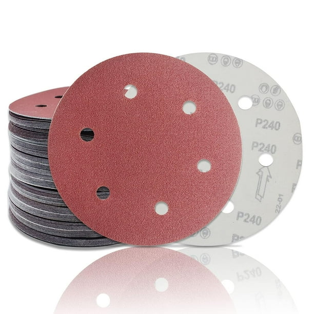 Disco de lijado de 20 piezas de 225mm, disco de lijado de grano 180 para lijadoras de cuello largo, amoladoras de paneles de yeso, herramientas Senmai de papel de lija de 6 agujeros redondos