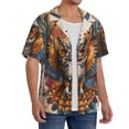 thumbnail image 2 of Gukieu Colorful Owl Tattoo Art Print Men's Short-sleeved Shirts, Button-down Pocket Shirts, T-shirts, Beach Vacation Travel Summer Clothing-X-Large, 2 of 5
