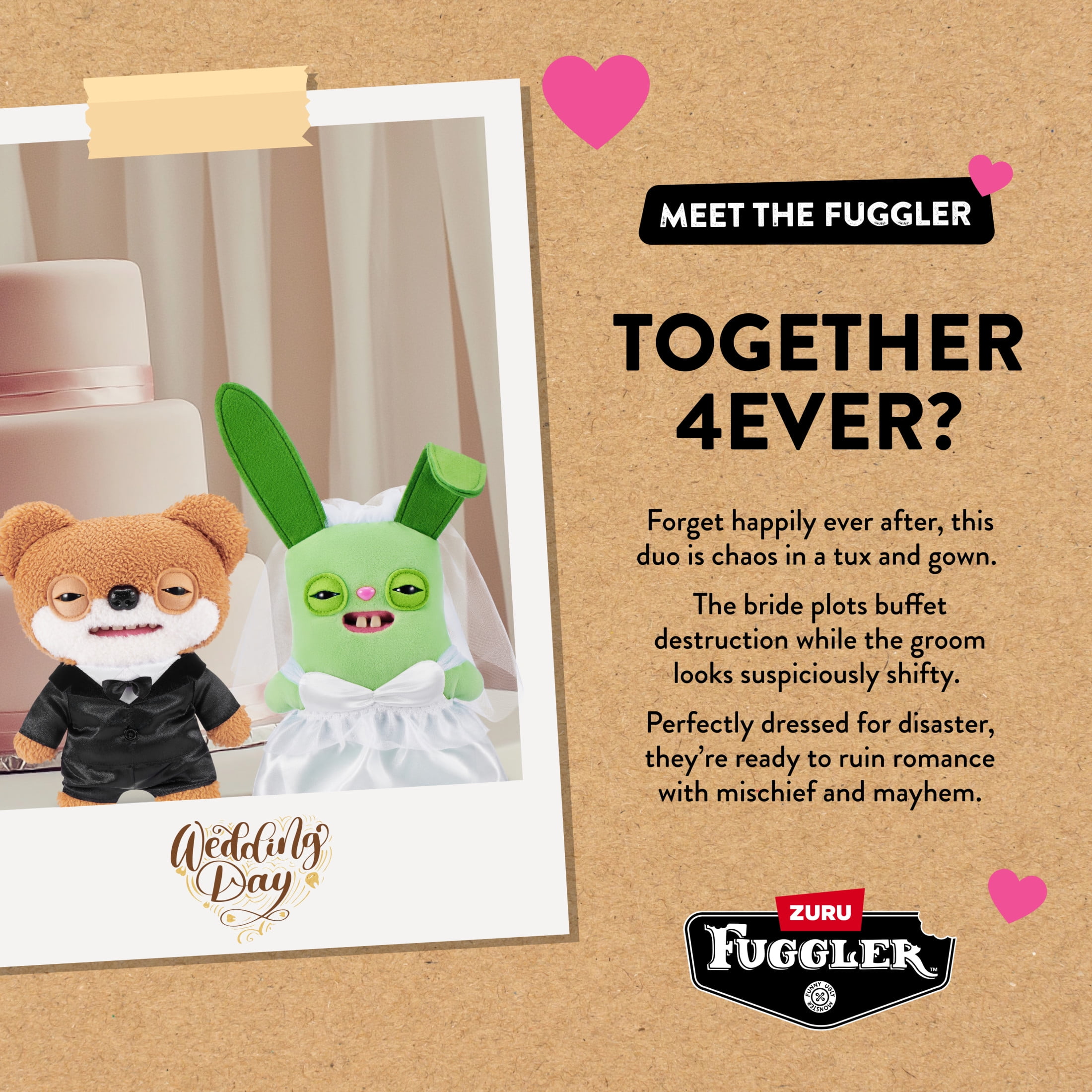 Fuggler Wedding Fuggs 9 inch 2-Pack, Funny Ugly Monster Soft Stuffed Plush Toy by ZURU