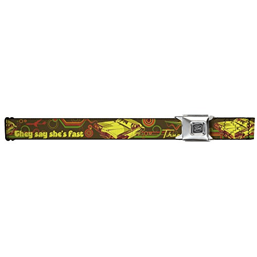 Ford Belt, Seatbelt Buckle Belt, Vintage Ford Thunderbird They Say Shes Fast Browns Yellows, 30 to 44 Inches