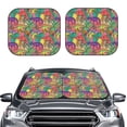 thumbnail image 2 of Xecao Colorful Dinosaur for Foldable Car Sun Shades (2-Pack) offer sun protection with an easy-fold design for convenient windshield shading., 2 of 7