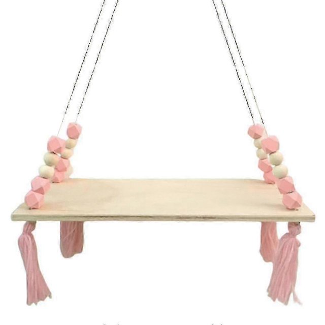 Nordic Wind Wall Wooden Hanging Board Octagonal Wooden Beads Tassel Storage Board Wall Hanging Shelf