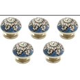 thumbnail image 1 of 2,6 Po. Fleurs Bleu & Crème Armoire Bouton&44; Pack de 5, 1 of 1