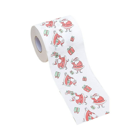 Gkeoshab Kitchen Cleaning Supplies 1 Roll Toilet Paper Cartoon Pattern Disposable Festive Soft Hygienic Decorate Christmas Holiday Printed Roll Paper For Festival Home & Garden
