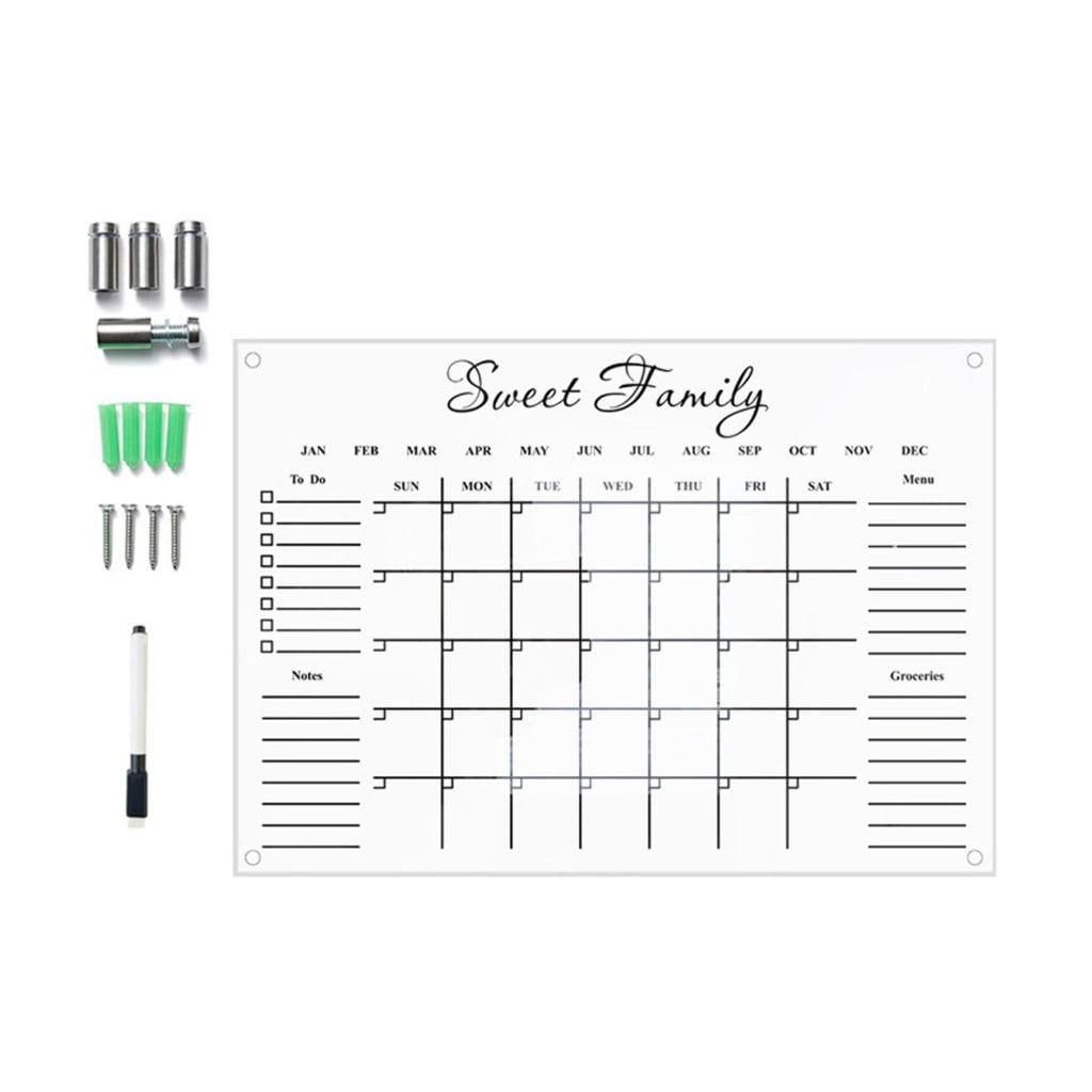 Acrylic dry erase calendar for wall clear wall mounted calendar 