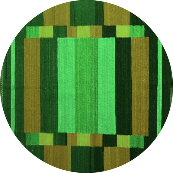 Ahgly Company Indoor Round Abstract Green Contemporary Area Rugs, 7' Round