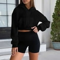 thumbnail image 6 of TRUBKH hoodies for women Fleece Sweatshirts womens long sleeve tops comfrt hoodie cropped sweaters for women Fashionable And Drawstring Pocket Short Long Sleeved Hooded Sweatshirt Black 3XL, 6 of 8
