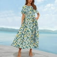 thumbnail image 2 of LOVZFMLL Summer Dresses for Women Short Sleeve A-Line Maxi Dresses Casual Floral Boho T-Shirt Dresses Flowy Beach Sundresses with Pockets Light Green C M, 2 of 5