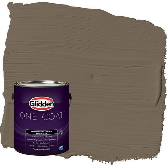 Glidden One Coat Curlew / Brown Flat Exterior Paint with Primer, 1 Gallon