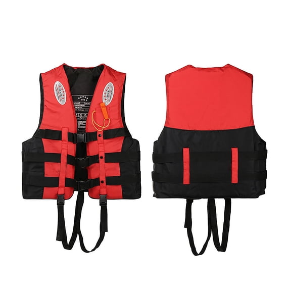 JIhuahe Adult Life Jackets for Adults Oxford Cloth Buoyancy Vest - Fishing, Swimming, Watersports, Adjustable Safety Life Jackets & Vests for Kids and Men,Red M