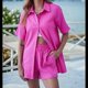 thumbnail image 5 of Conjuntos de Dos Piezas de Pantalones Cortos de Verano para Mujer, Top, Pantalones Cortos, Ropa de Playa, Chándal, Color Rosa y Rojo, S, 5 of 7