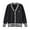 Black, variant on Bobifish Big Girls Black & White V-Neck Cardigan Sweater Stripe Trim Letter "K" Badge Detail Button Down Long Sleeve Knitted Preppy Kids Outerwear