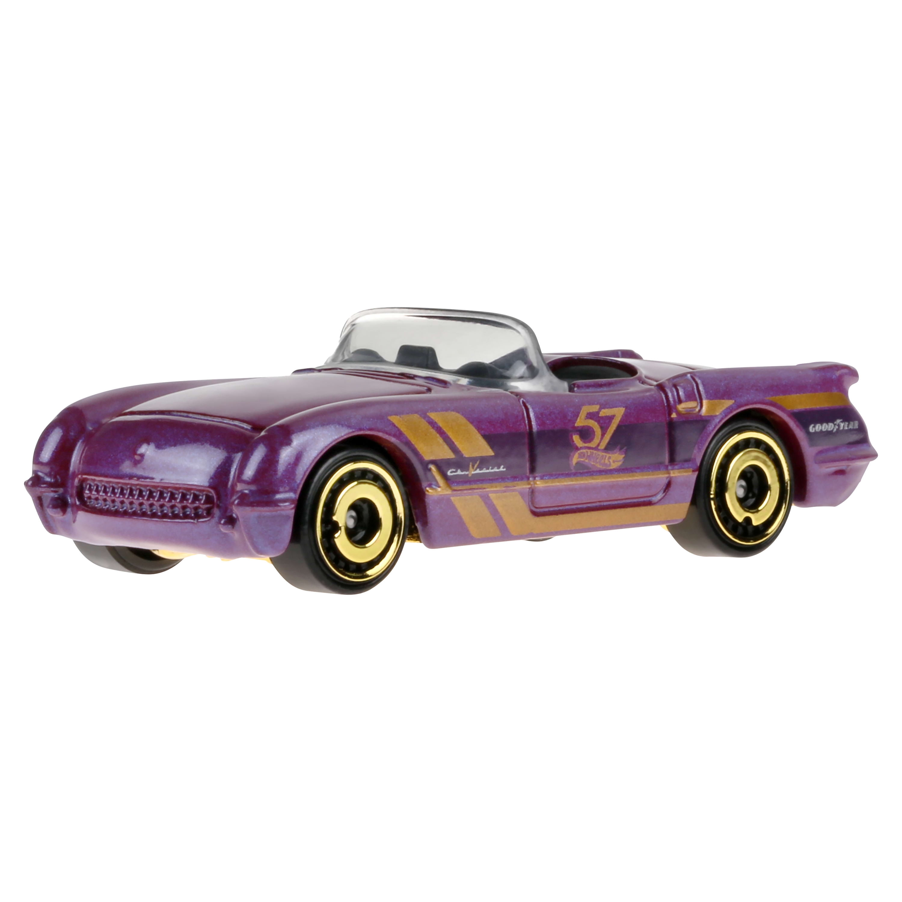 Hot Wheels 1:64 Scale Die-Cast Toy Car or Truck with Purple- & Gold-Colored Deco
