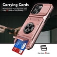 thumbnail image 1 of For Apple iPhone 16 Pro Max Phone Case with Finger Ring Holder Kickstand, Card Slots，Heavy Duty Shockproof Rugged Protective Working with Magnetic Car Phone Mount,Rose Gold,For iPhone 16 Pro Max, 1 of 7