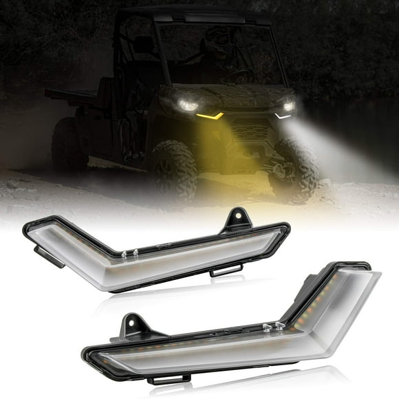 SAUTVS Conduit Clignotants Croc Feux de Jour DRL avec Lumière Jaune Blanc pour Peut Défenseur & Défenseur Max 2020+ / Commandant & Commandant Max 2021+ Accessoires(2PCS)