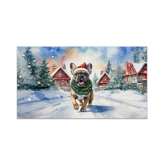 Hello Winter French Bulldog Frosty Morning Walk Welcome Snowy Christmas Doormat Dog Lover Gifts Indoor Outdoor Welcome Mat - 02018