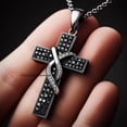 thumbnail image 4 of True Elegant Black Diamond Cross Pendant Necklace, Sterling Silver, 4 of 4