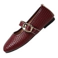 thumbnail image 2 of BRGZLK Mary Jane Shoes for Women Trendy Solid Color Round Toe Woven Print Ballet Flats with Strap Dressy Comfortable Casual Shoes Wine 6.5, 2 of 9