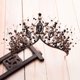 thumbnail image 4 of Coronas barrocas para mujer, tiara de boda con diamantes de imitación, corona negra, tocado gótico, coronas, 4 of 5
