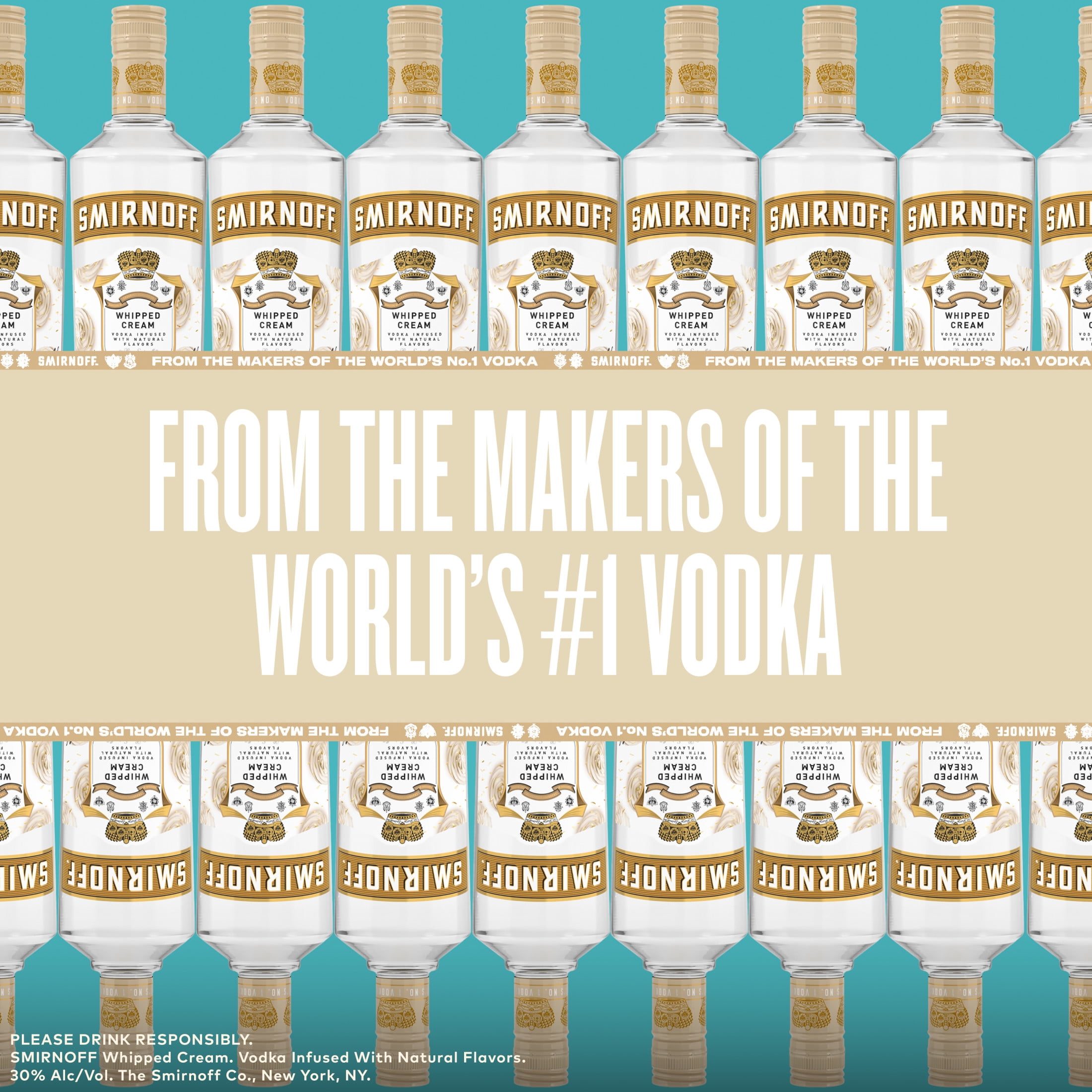 Smirnoff Whipped Cream (Vodka Infused With Natural Flavors), 750 mL, 30% ABV