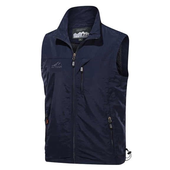 Bcfgryg Outdoor Speed Dry Vest Male Casual Photography Fishing Pocket Vest Jacket Workwear Plus Size Vest Mens Waterproof Jacket Blue L